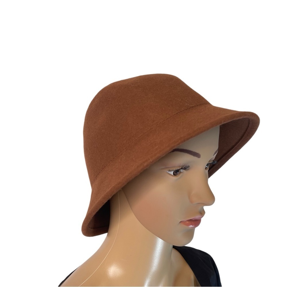 Gelso Bianco Brown Wool Wide Brim Hat OS 100% Wool Wintercore Cottage Luxe
